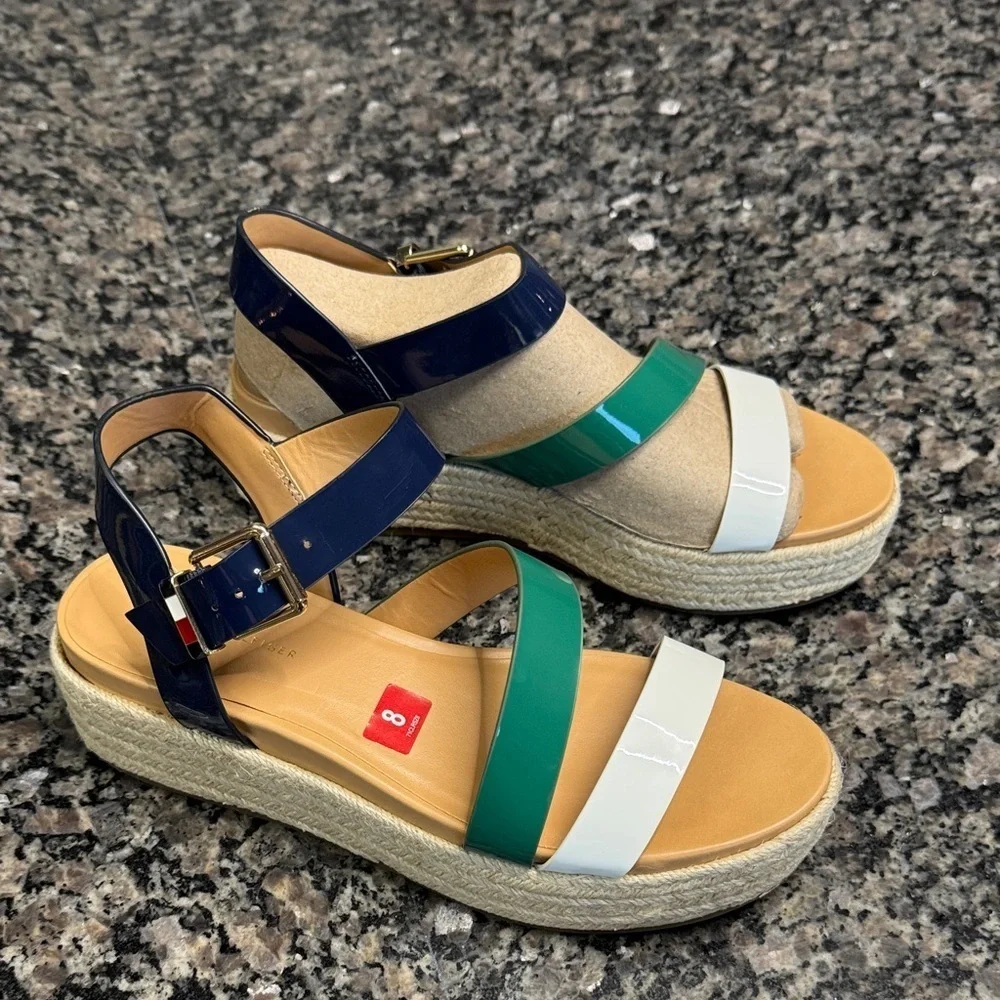 Tommy Hilfiger Navy, Green, and White Espadrilles